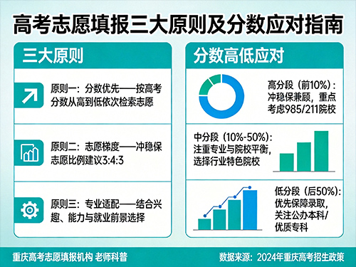 高考志愿填报的三大原则!分数高分数低都该怎么办?重庆高考志愿填报机构老师科普 高考志愿填报的三大原则!分数高分数低都该怎么办?重庆高考志愿填报机构老师科普
